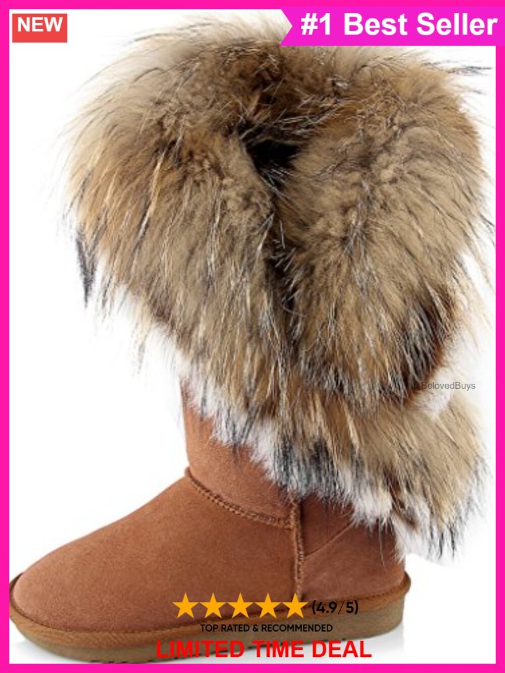 Suede Leather Mid Calf Winter Snow Boots with Fur